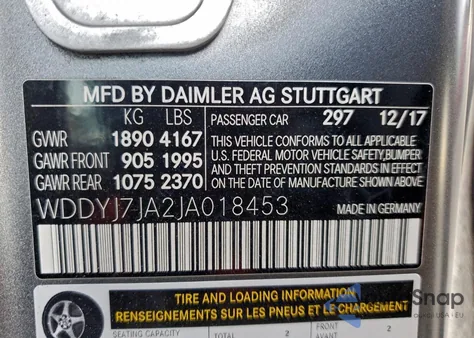 2018 Mercedes-Benz Amg Gt S z USA, uszkodzony, nr VIN WDDYJ7JA2JA018453